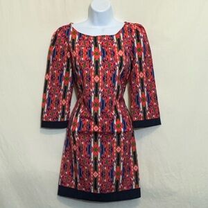 D-7 Hello Miss Colorful 1/2 Sleeve MIDI Dress Size S